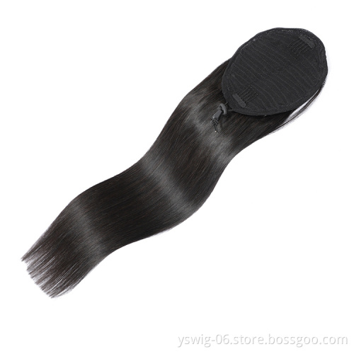 Natural Wrap Around Drawstring Ponytail 100% Virgin Human Hair Silky Straight, Remy Brazilian Human Hair Ponytails